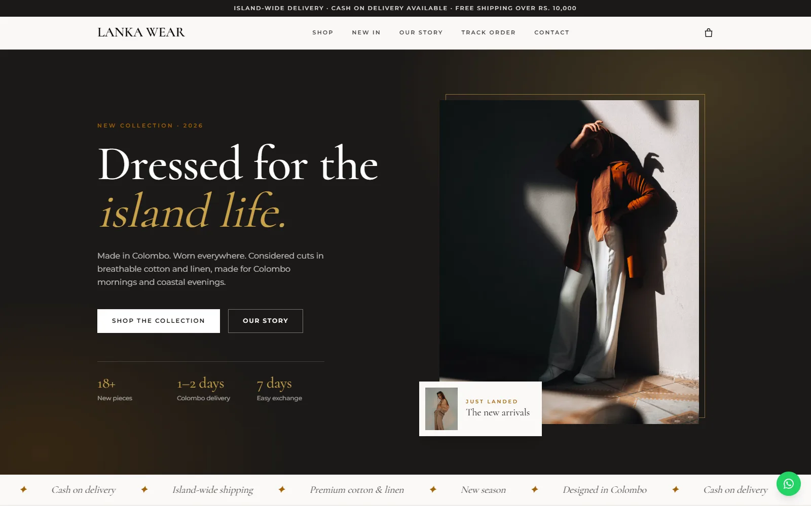 Lanka Wear: online clothing store home page